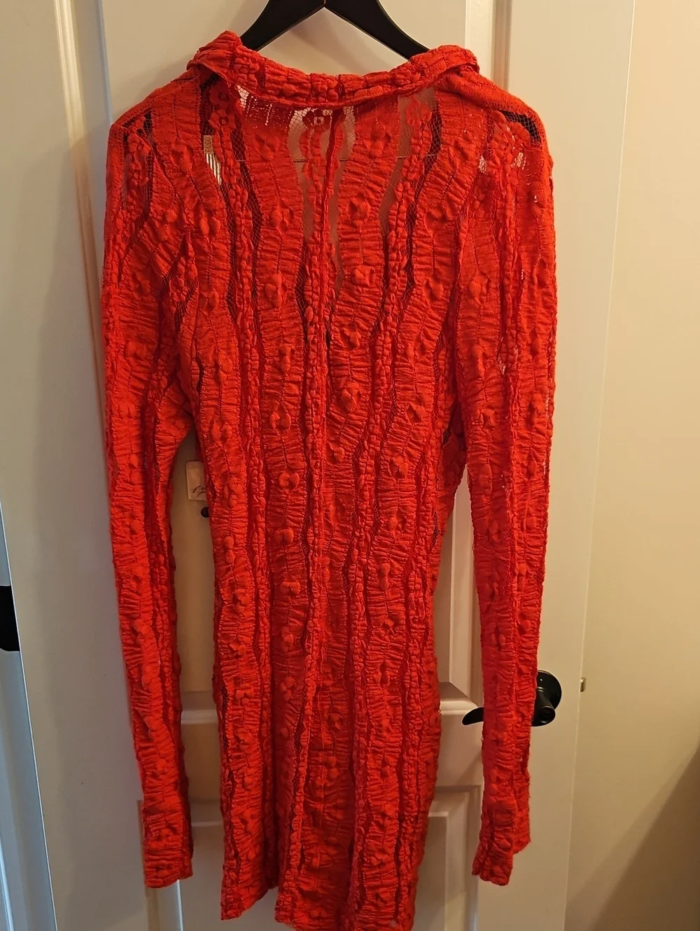 NWT Free People Shayla Lace Dress Tomato Red, L, Stretchy, Mini Slip Included